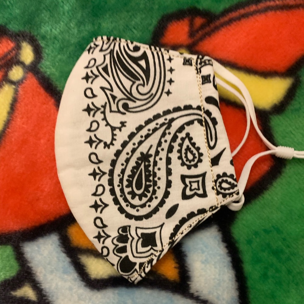 A Black & White Bandanna Face Mask